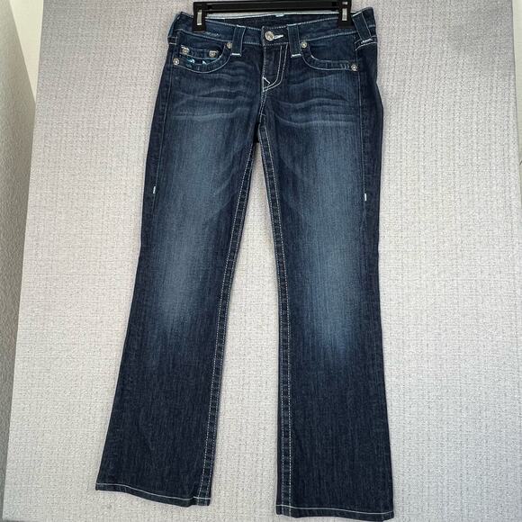 True Religion Denim - True Religion Jeans Womens 27 Bootcut Dark Wash Denim with baby blue thread